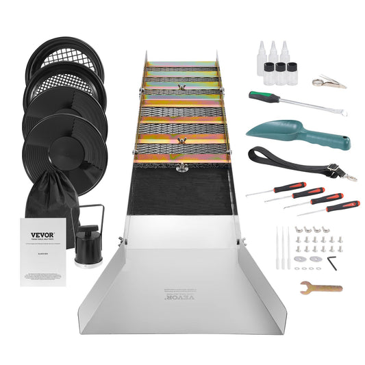 VEVOR Gold Panning Kit With Sluice Box, 50" Aluminum Gold Mining Equipment, 23 PCS