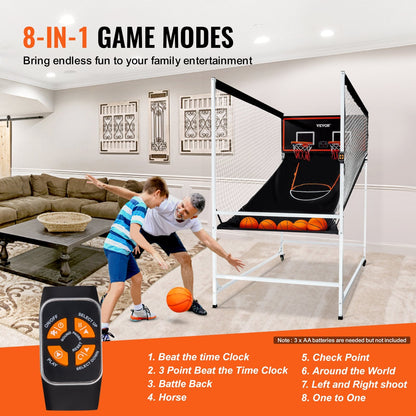 Dual Player Indoor Basketball Arcade Game with Electronic Scoreboard, 5 Balls
