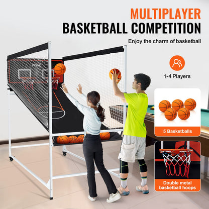 VEVOR Arcade Cage Basketball Game, 2 Player Indoor Basketball Game, Home Dual Shot
