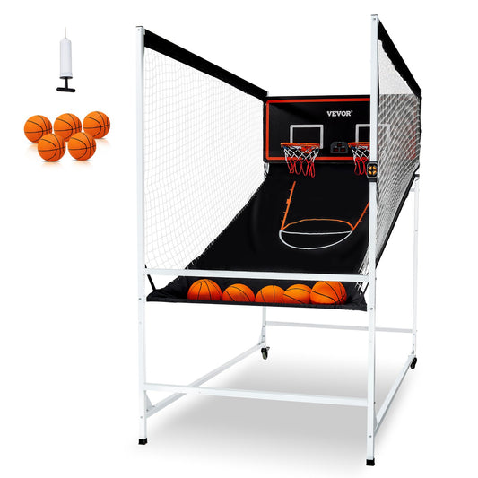 VEVOR Arcade Cage Basketball Game, 2 Player Indoor Basketball Game, Home Dual Shot