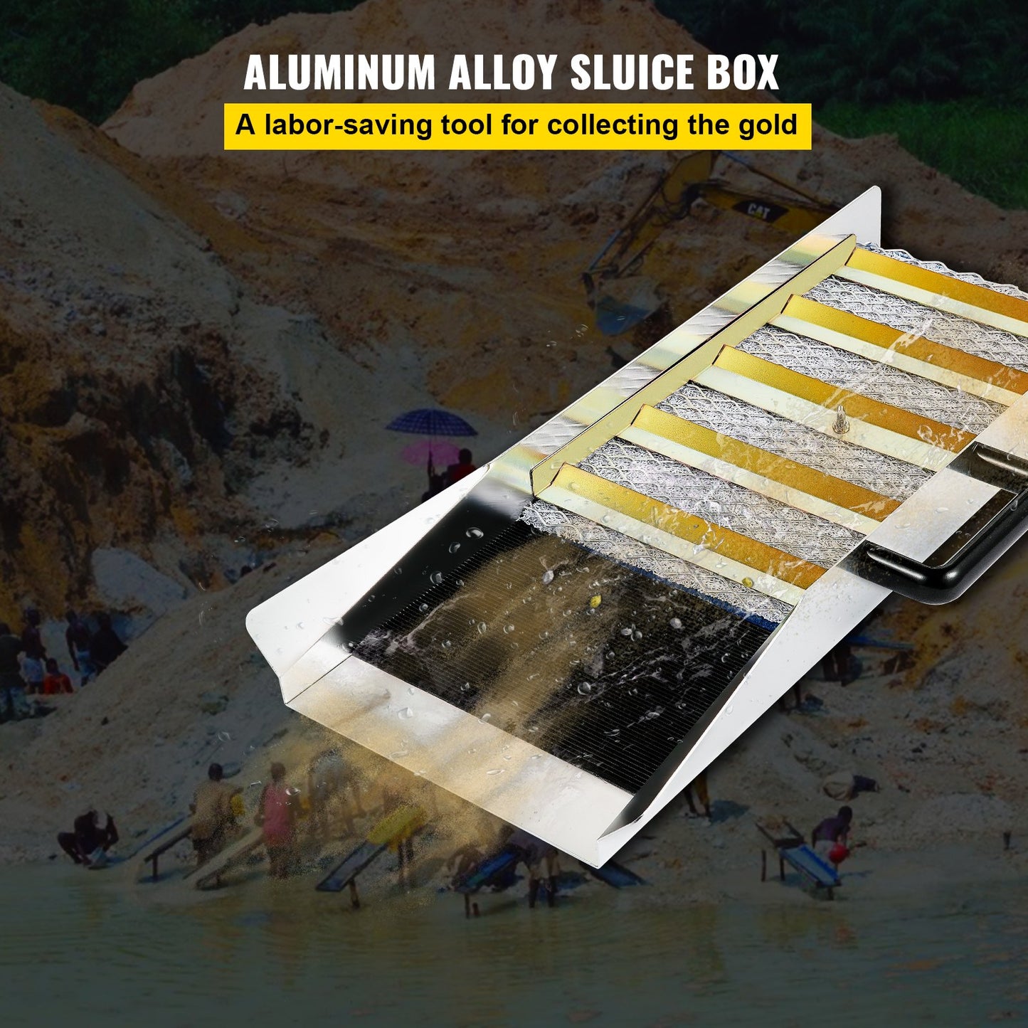 VEVOR Aluminum Alloy Sluice Box, Compact 24" Mini Sluice Boxes for Gold, Lightweight