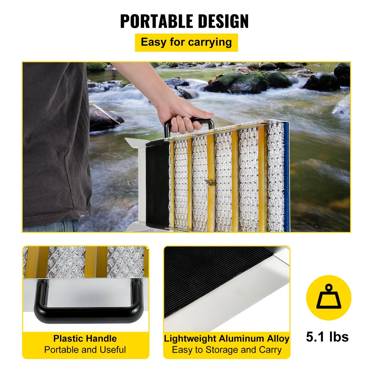 VEVOR Aluminum Alloy Sluice Box, Compact 24" Mini Sluice Boxes for Gold, Lightweight