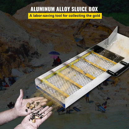 VEVOR Aluminum Alloy Sluice Box, Compact 30" Long Sluice Boxes for Gold, Lightweight