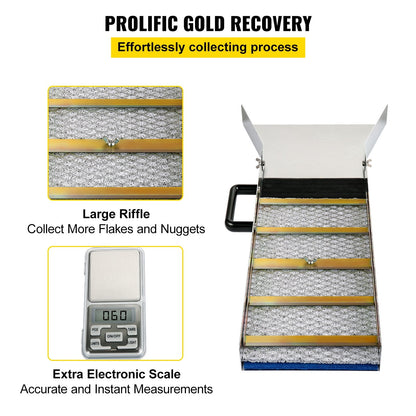 Compact Aluminum Alloy Gold Sluice Box, 0.76m Long, 3kg, Portable Design