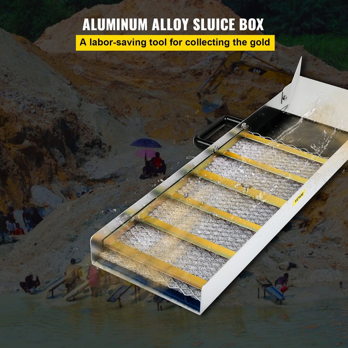VEVOR Aluminum Alloy Sluice Box, Compact 36" Mini Sluice Boxes for Gold, Lightweight