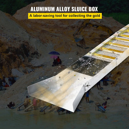 Folding Aluminum Alloy Sluice Box, 1.27m Portable Gold Prospecting Tool, Lightweight