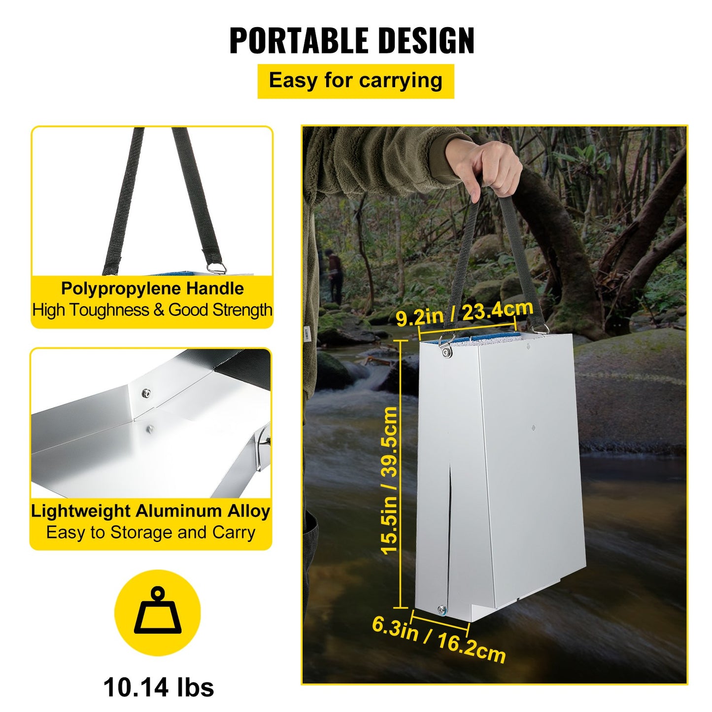 VEVOR Folding Aluminum Alloy Sluice Box, Compact 50" Sluice Boxes for Gold, Lightweight