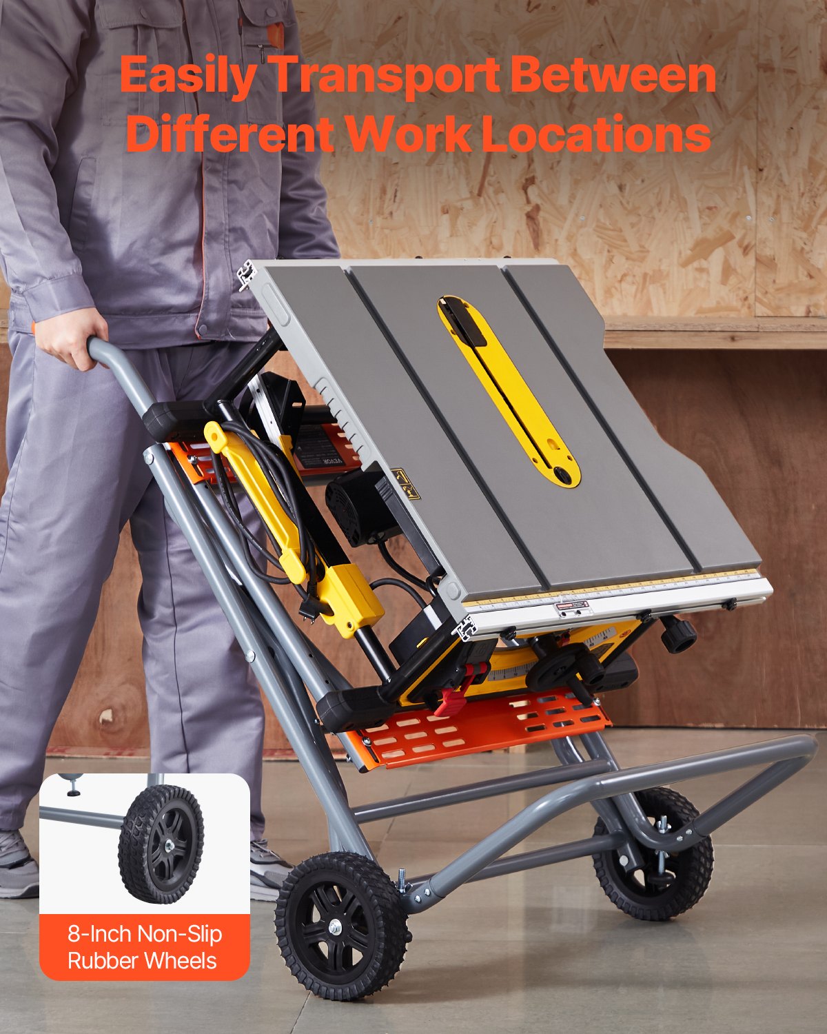 VEVOR Portable Table Saw Stand with Wheels 158.76 kg Load Capacity Rolling