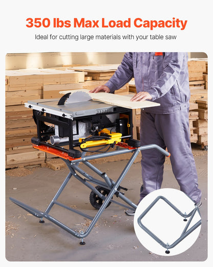VEVOR Portable Table Saw Stand with Wheels 158.76 kg Load Capacity Rolling