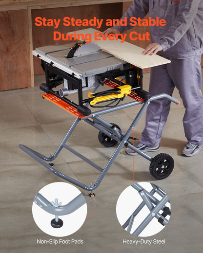 VEVOR Portable Table Saw Stand with Wheels 158.76 kg Load Capacity Rolling
