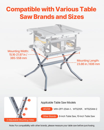 VEVOR Table Saw Folding Stand 158.76 kg Load Capacity Portable Table Saw Stand