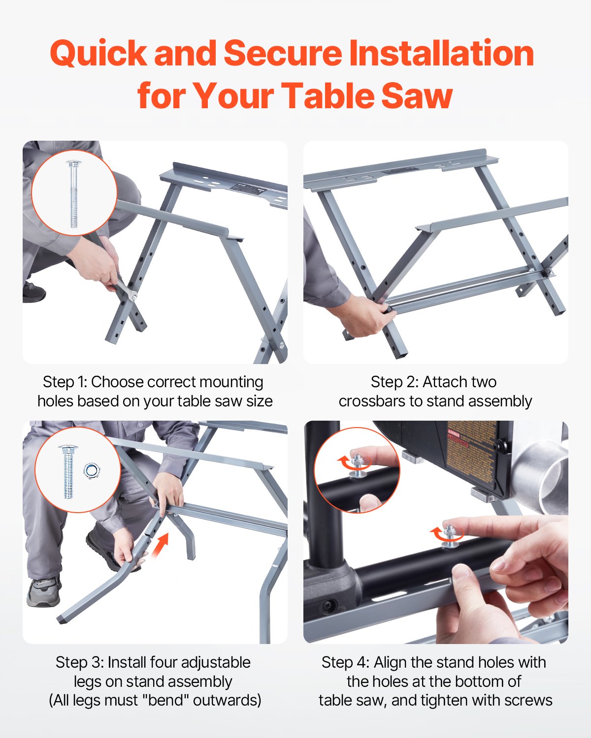 VEVOR Table Saw Folding Stand 158.76 kg Load Capacity Portable Table Saw Stand