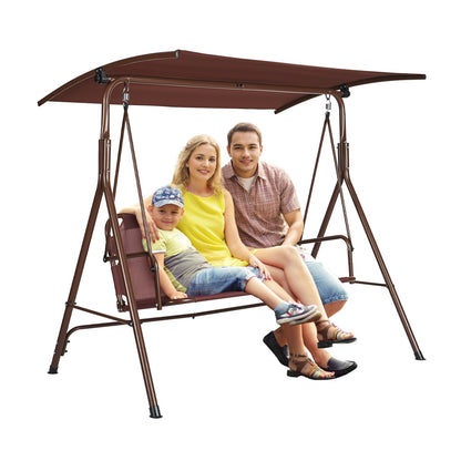 VEVOR 3-Person Patio Swing Chair, Outdoor Patio Swing with Adjustable Canopy, Porch