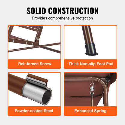 VEVOR 3-Seat Patio Swing Chair, Outdoor Patio Swing with Adjustable Canopy, Porch