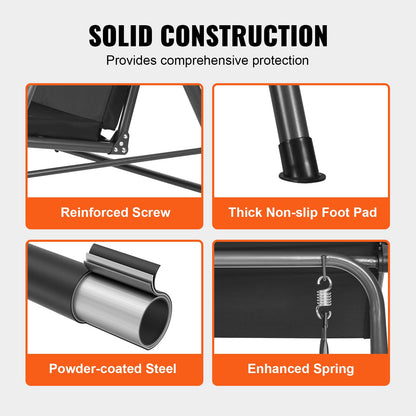 VEVOR 2-Seat Patio Swing Chair, Outdoor Patio Swing with Adjustable Canopy, Porch