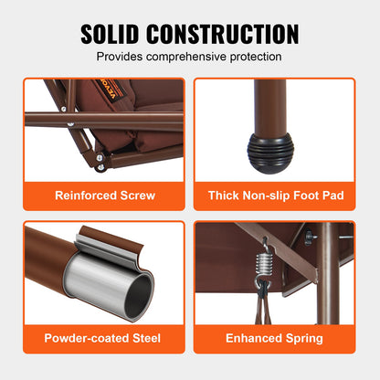 VEVOR 3-Seat Patio Swing Chair, Converting Canopy Swing, Outdoor Patio Porch with