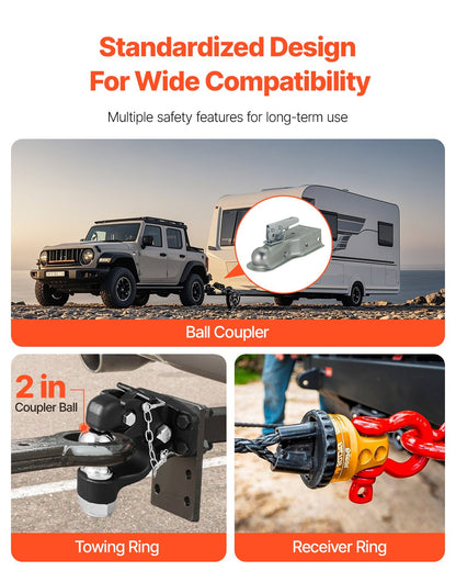 VEVOR Pintle Hitch Combination 50.4 mm Hitch Ball for 63.5-76.2 mm Lunette Ring