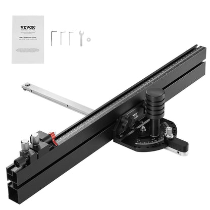 Precision Miter Gauge for Table Saw, Aluminum Alloy, 24 m Grating, 15 Stops