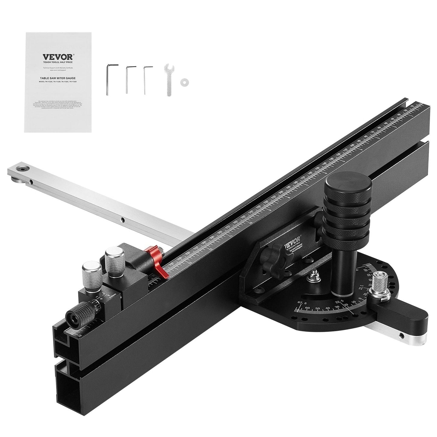 Precision Miter Gauge for Table Saws, Aluminum Alloy, 19 x 10 mm Slot