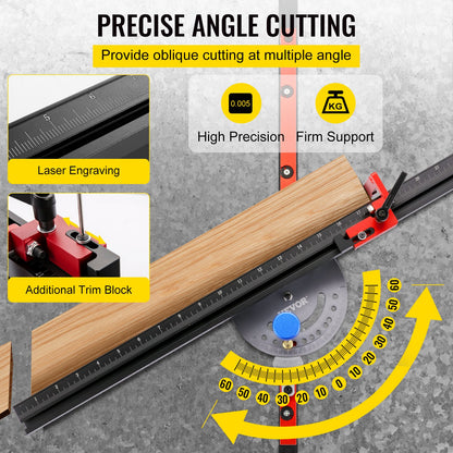 VEVOR Table Saw Circular Router Miter Gauge 18" Woodworking Track Angle Ruler