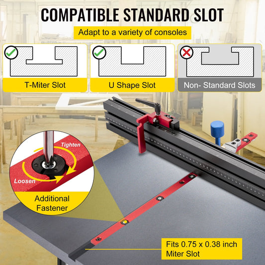 Precision Aluminum Miter Gauge with Laser Scale for Woodworking (450 mm)