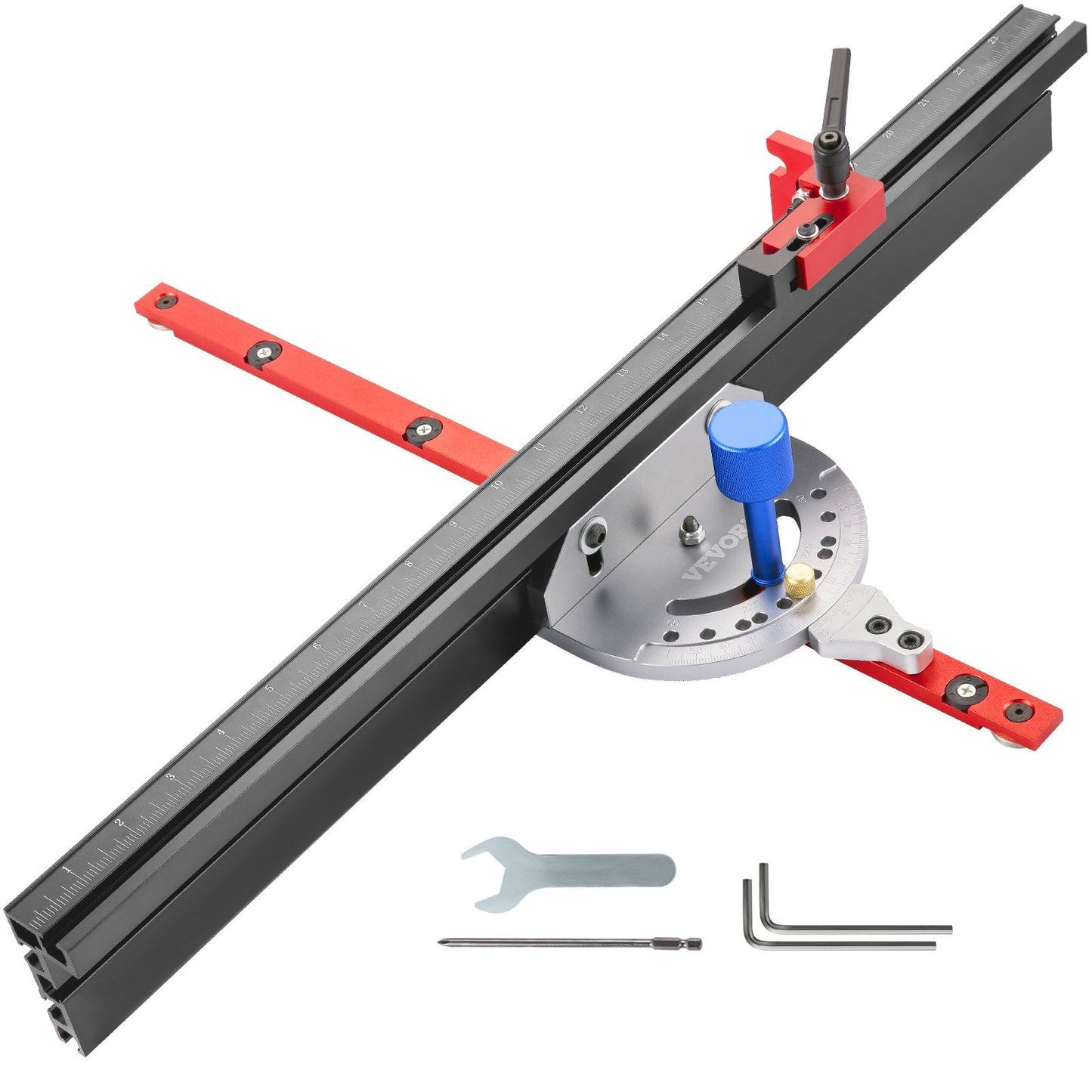 Aluminum Table Saw Router Miter Gauge with 60° Adjustable Angle Ruler 600mm