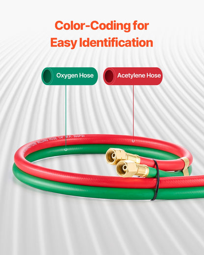 Oxygen Acetylene Hose 1/4-Inch x 25FT T Grade Hose 300PSI Max Working Pressure