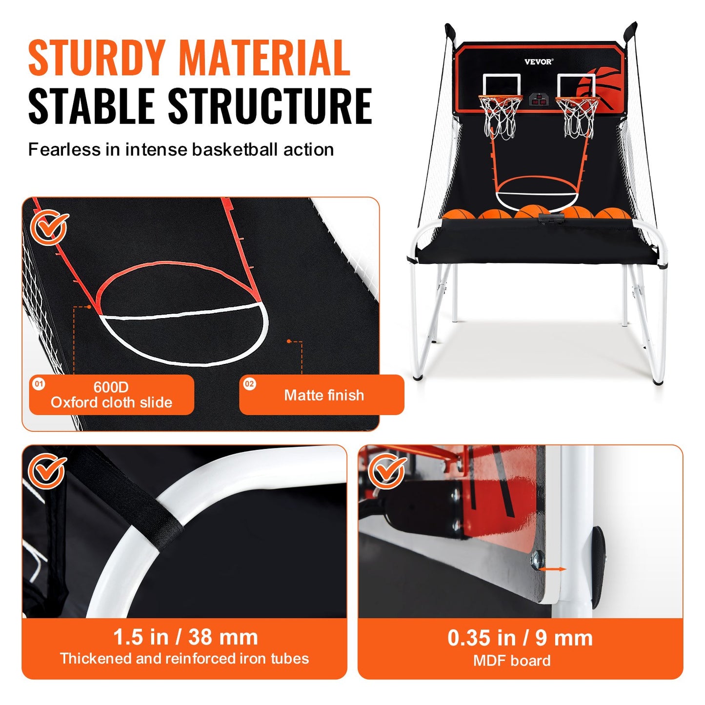 VEVOR Foldable Basketball Arcade Game, 2 Player Indoor Basketball Game, Home Dual