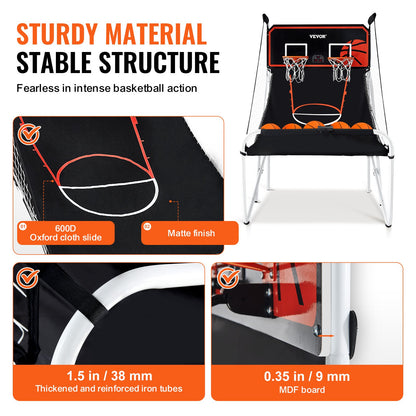 VEVOR Foldable Basketball Arcade Game, 2 Player Indoor Basketball Game, Home Dual