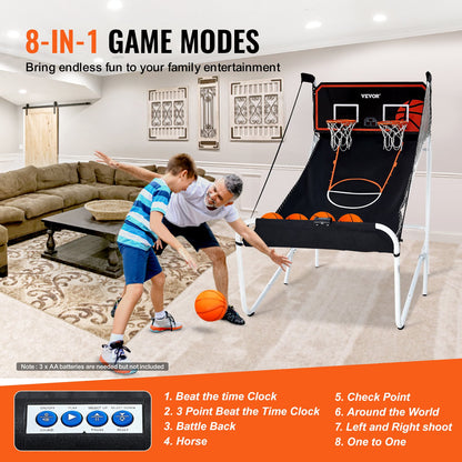 VEVOR Foldable Basketball Arcade Game, 2 Player Indoor Basketball Game, Home Dual