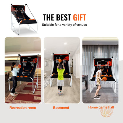 VEVOR Foldable Basketball Arcade Game, 2 Player Indoor Basketball Game, Home Dual