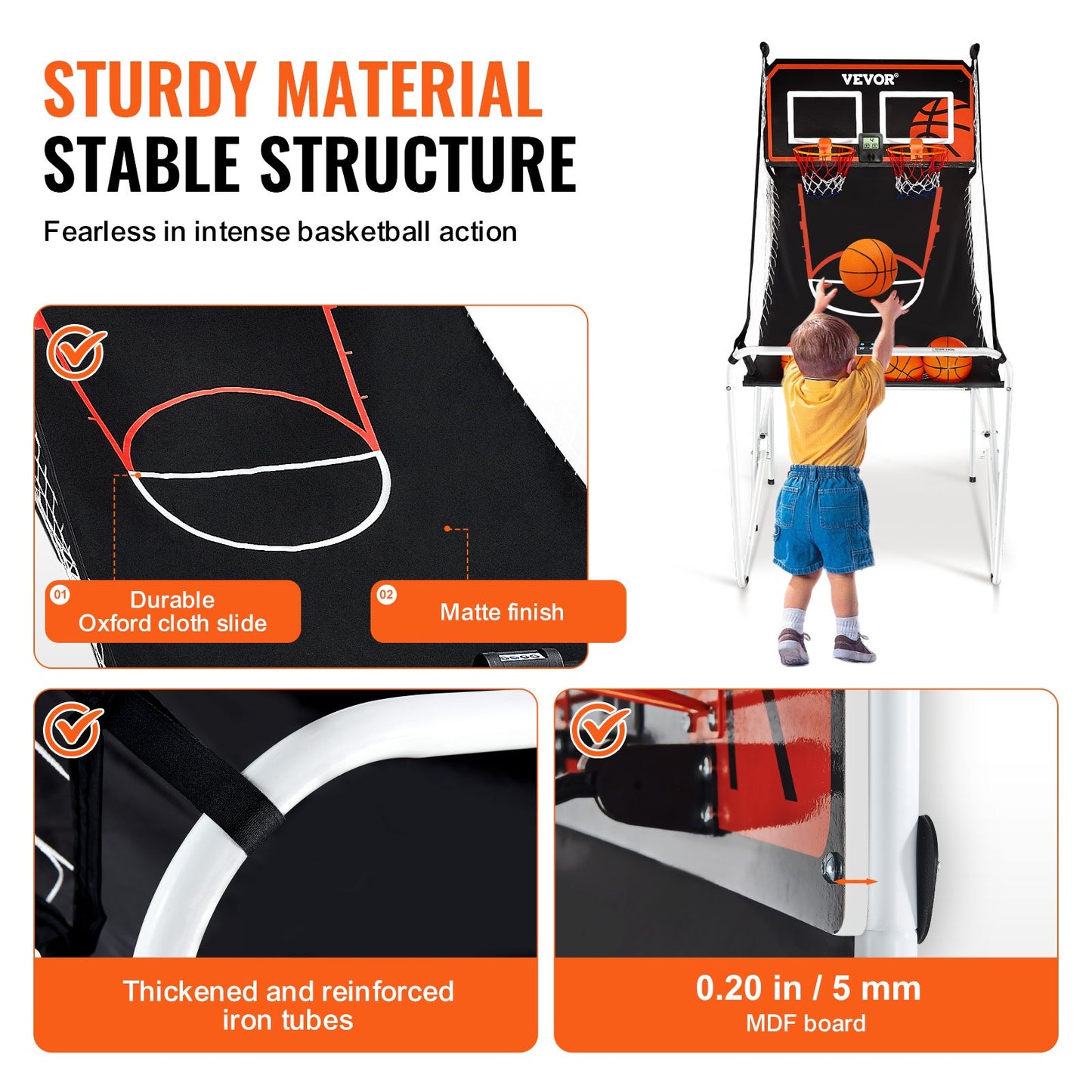 VEVOR Foldable Basketball Arcade Game, 2 Player Indoor Basketball Game, Home Dual