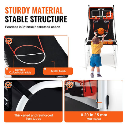Foldable Dual Basketball Arcade Game with Electronic Scoreboard and 4 Balls