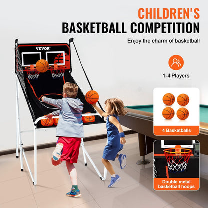 Foldable Dual Basketball Arcade Game with Electronic Scoreboard and 4 Balls