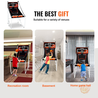 VEVOR Foldable Basketball Arcade Game, 2 Player Indoor Basketball Game, Home Dual