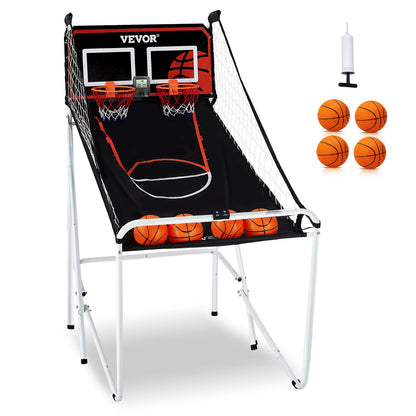 Foldable Dual Basketball Arcade Game with Electronic Scoreboard and 4 Balls