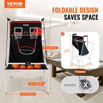 VEVOR Foldable Basketball Arcade Game, 2 Player Indoor Basketball Game, Home Dual