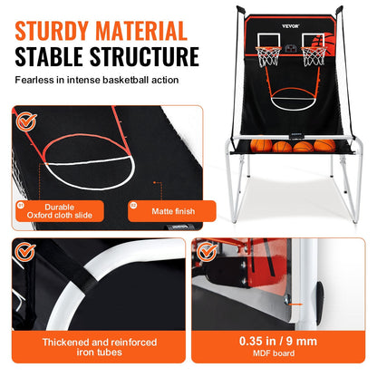 Foldable Dual Player Indoor Basketball Game with Electronic Scoreboard