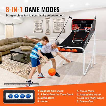 VEVOR Foldable Basketball Arcade Game, 2 Player Indoor Basketball Game, Home Dual