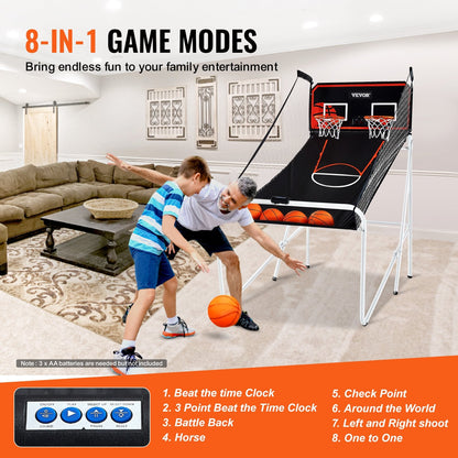 Foldable Dual Player Indoor Basketball Game with Electronic Scoreboard