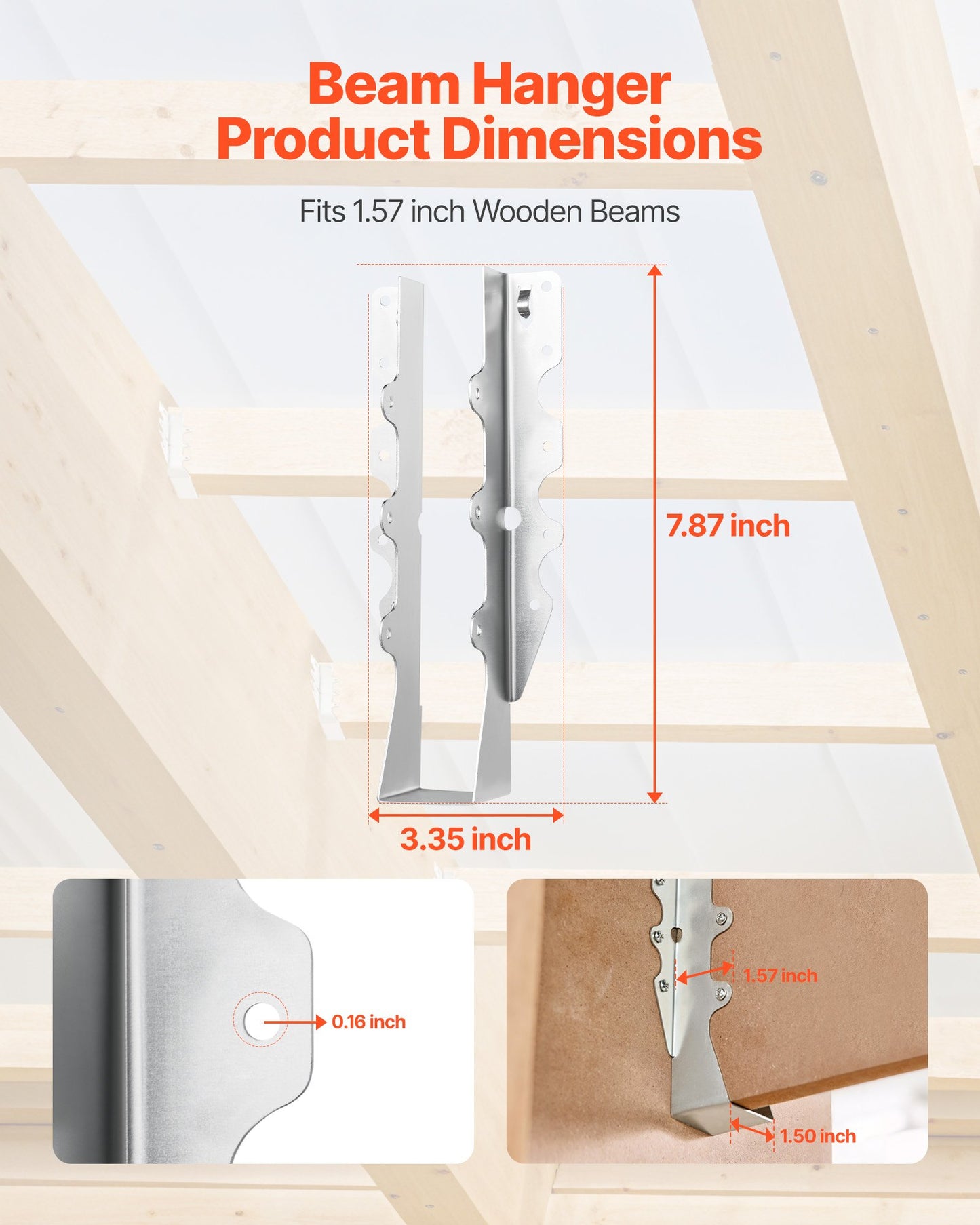 50 Pcs Joist Hanger, Inner Dimensions 1.57 x 1.50 x 7.83 inch / 40 x 38 x 199 mm, Rafter Hurricane Ties Joist Hangers with Rustproof Coating, Tie Brackets for Floor Deck and Ceiling Trusses