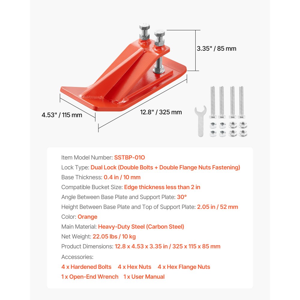 Tractor Bucket Protector, 2PCS Heavy Duty Steel Bucket Edge Protectors, Edge Tamer Anti-Skid Device with Double Hexagon 