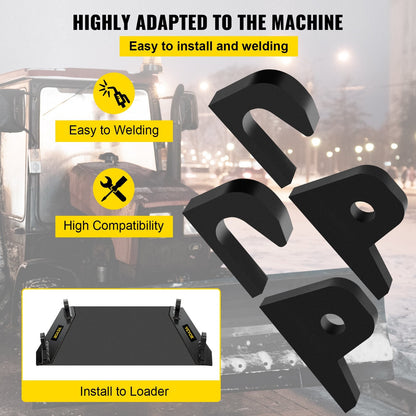 Heavy-Duty Loader Bucket Forks with Weld-On Hook Brackets, 32 mm Top, 20 mm Bottom