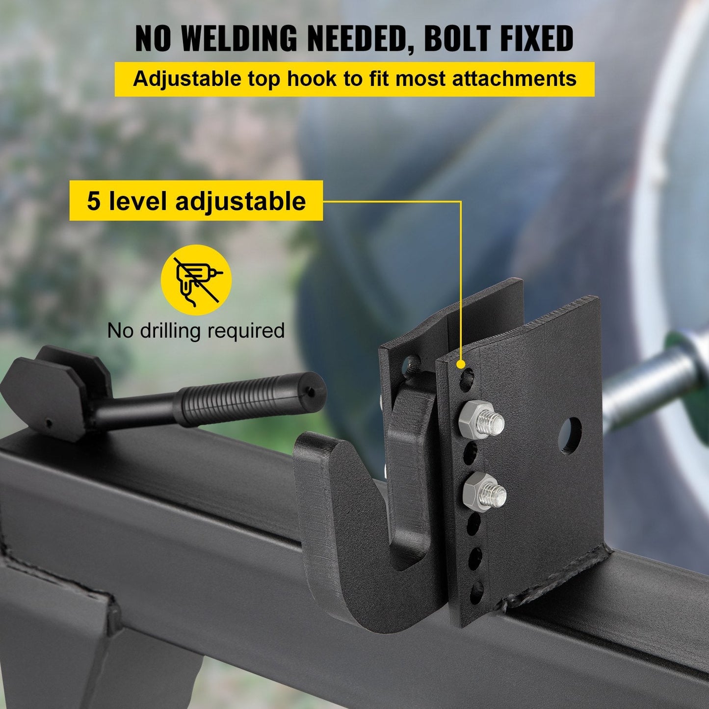 Heavy-Duty 3-Point Quick Hitch, 1360 kg Capacity, 70 cm Width, Black Alloy Steel