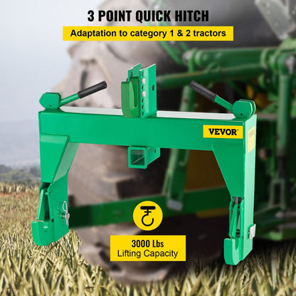 Heavy Duty 3-Point Quick Hitch for Category 1 & 2 Tractors, 3000 kg Capacity