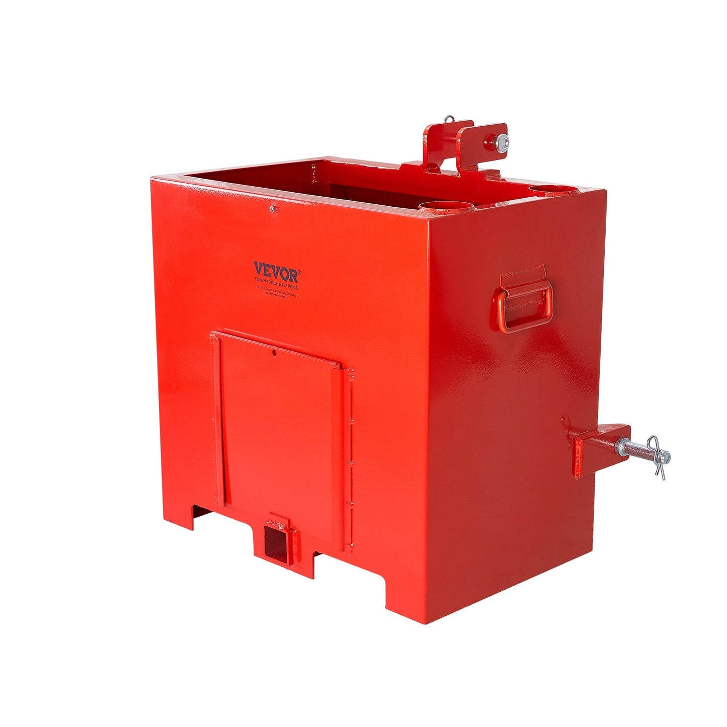 Heavy-Duty Tractor Ballast Box, 363 kg Capacity, 5 cu.ft, 0.63 m Size, Red