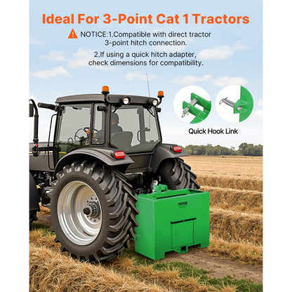 VEVOR Ballast Box 3 Point Category 1 Tractor Easy Tach Hitch Counterweight Green