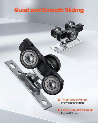 VEVOR Pocket Door Track Kit 1.44m Heavy Duty Pocket Door Hardware Kit 3 Wheels