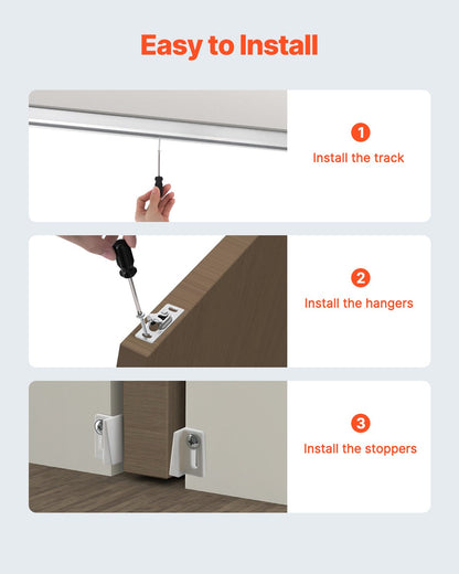 VEVOR Pocket Door Track Kit 1.44m Heavy Duty Pocket Door Hardware Kit 3 Wheels