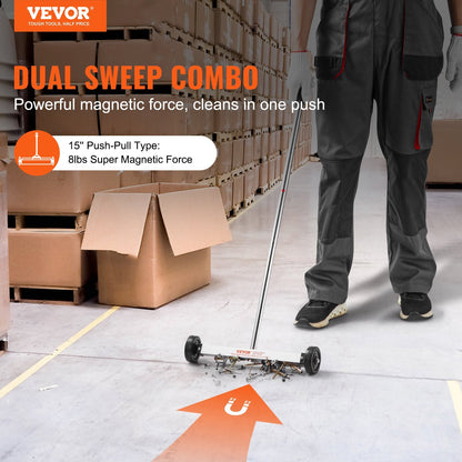 Magnetic Sweeper with Wheels, Adjustable Handle, 1.01 kg Capacity, 0.39m Wide